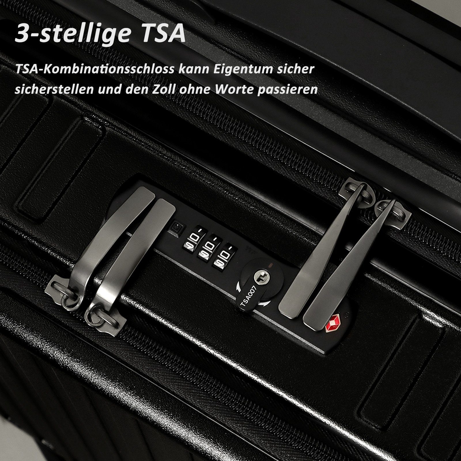 CALIYO Hartschalen-Trolley Business Trolly, Roll-Reisekoffer, Trolley Rollkoffer Erweiterbar, 4 Rollen, Trolley Rollkoffer Reisekoffer Erweiterbar mit Laptopfach