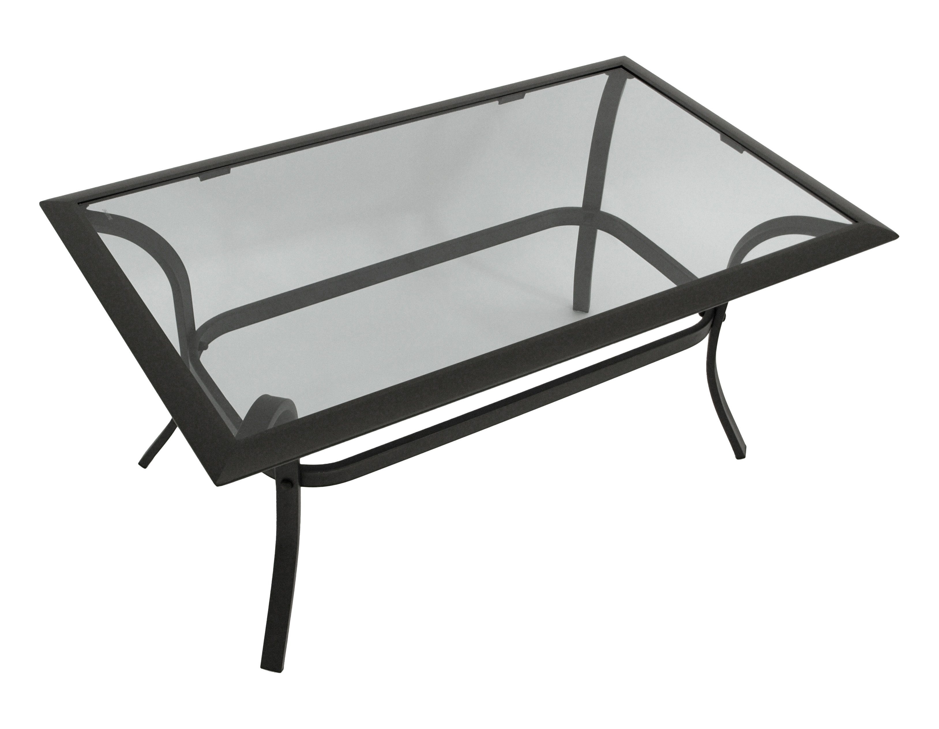 DEGAMO Beistelltisch ZAGREB gross, 102x61cm, Stahl schwarz + Glas, Indoor + Outdoor