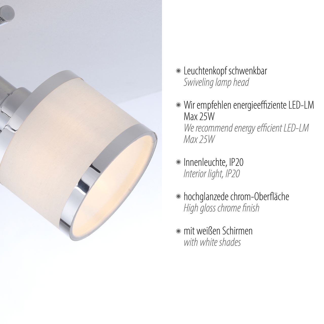 JUST LIGHT LeuchtenDirekt Deckenleuchte ACCOR,  2xE14 max. 25 W, Innenleuchte, IP20, dreh- und schwenkbar
