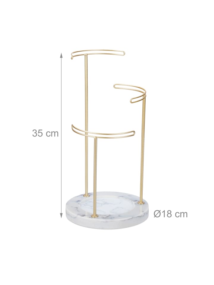 relaxdays Schmuckständer in Gold/ Grau - (H)35 x Ø 18 cm günstig kaufen onesize