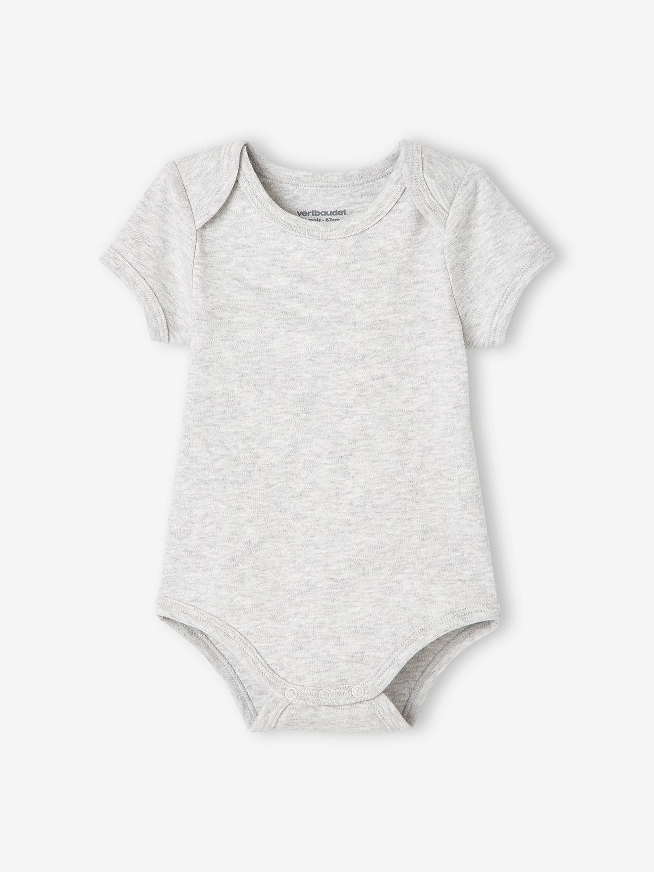 Lot de 7 bodies manches courtes ouverture US bébé BASICS lot bleu