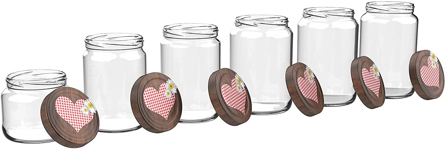livessa Einmachglas livessa Einmachgläser - 250/330/425/540/720/890ml, Einmachgläser mit Deckel, Marmeladengläser, Einmachglas, Einweckgläser, (6-tlg)
