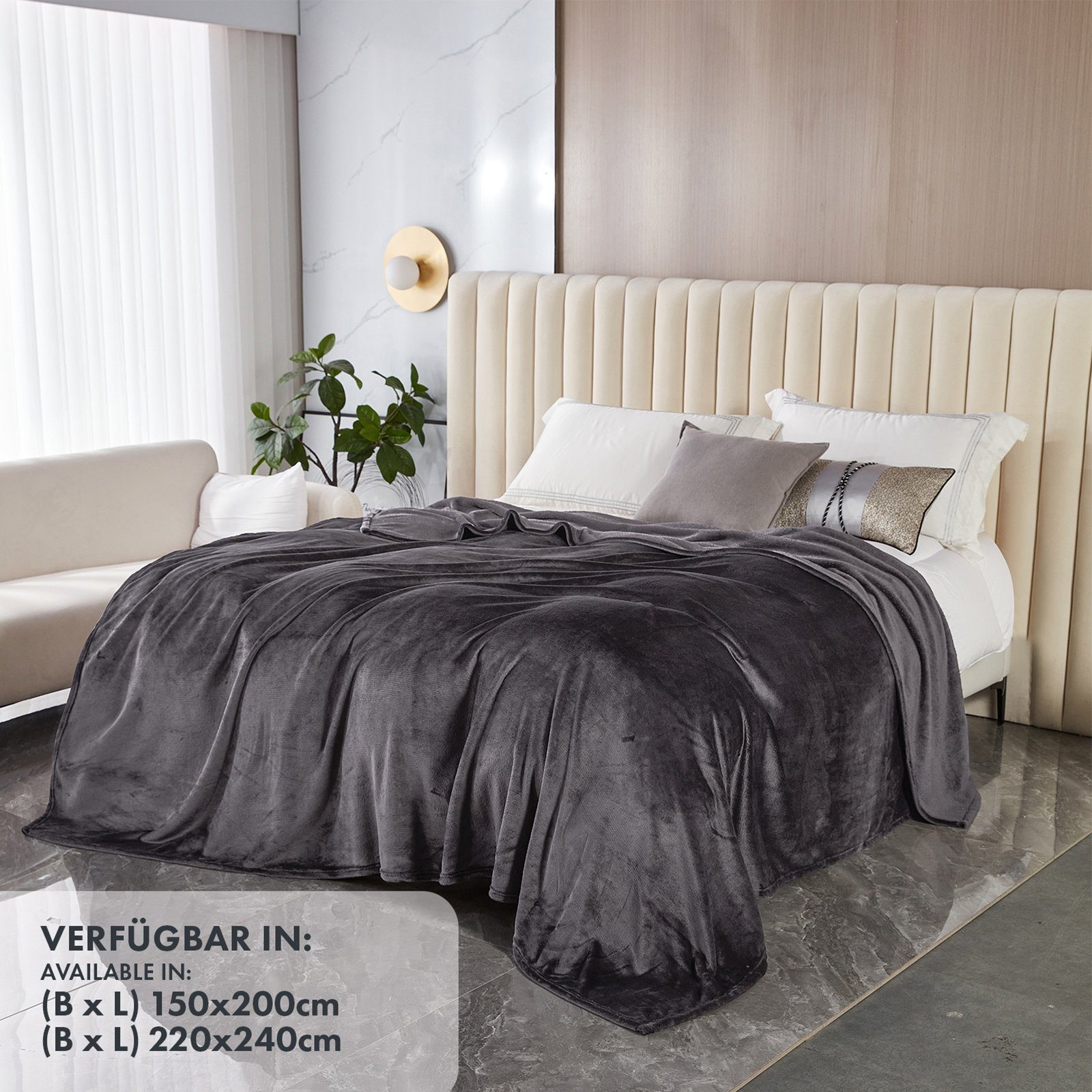 Wohndecke Charme, aus flauschigem Flanell, verschiedene Größen und Farben, Kubus