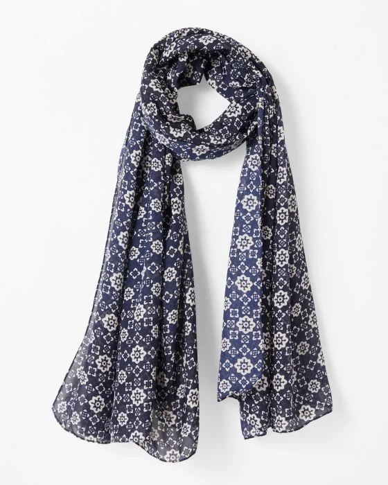 Foulard voile imprimé petites fleurs mosaïques