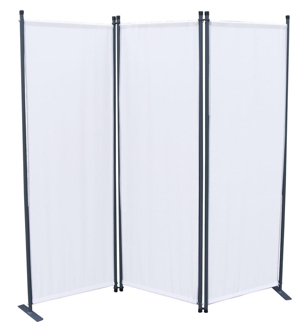 Grasekamp Stellwand 165x170 cm dreiteilig - weiß - Paravent Raumteiler Trennwand Sichtschutz