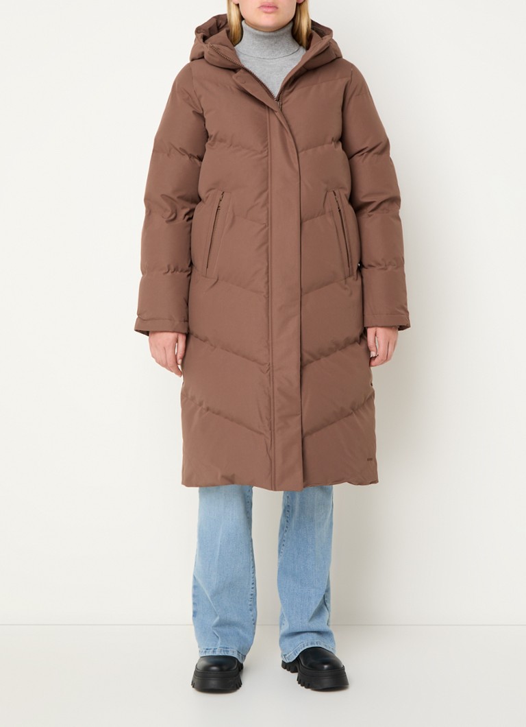 Elvine Nalani longline puffer jas met ritszakken en capuchon