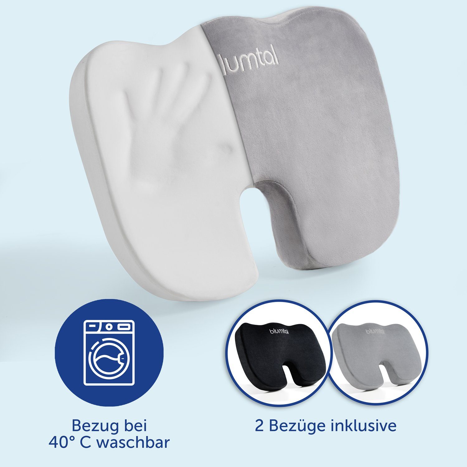 Blumtal Sitzkissen Orthopädisches Sitzkissen, Keilkissen mit 3 Härtegraden, Keilkissen mit 3 Härtegraden - Ergonomisches Sitzkissen für Bürostuhl