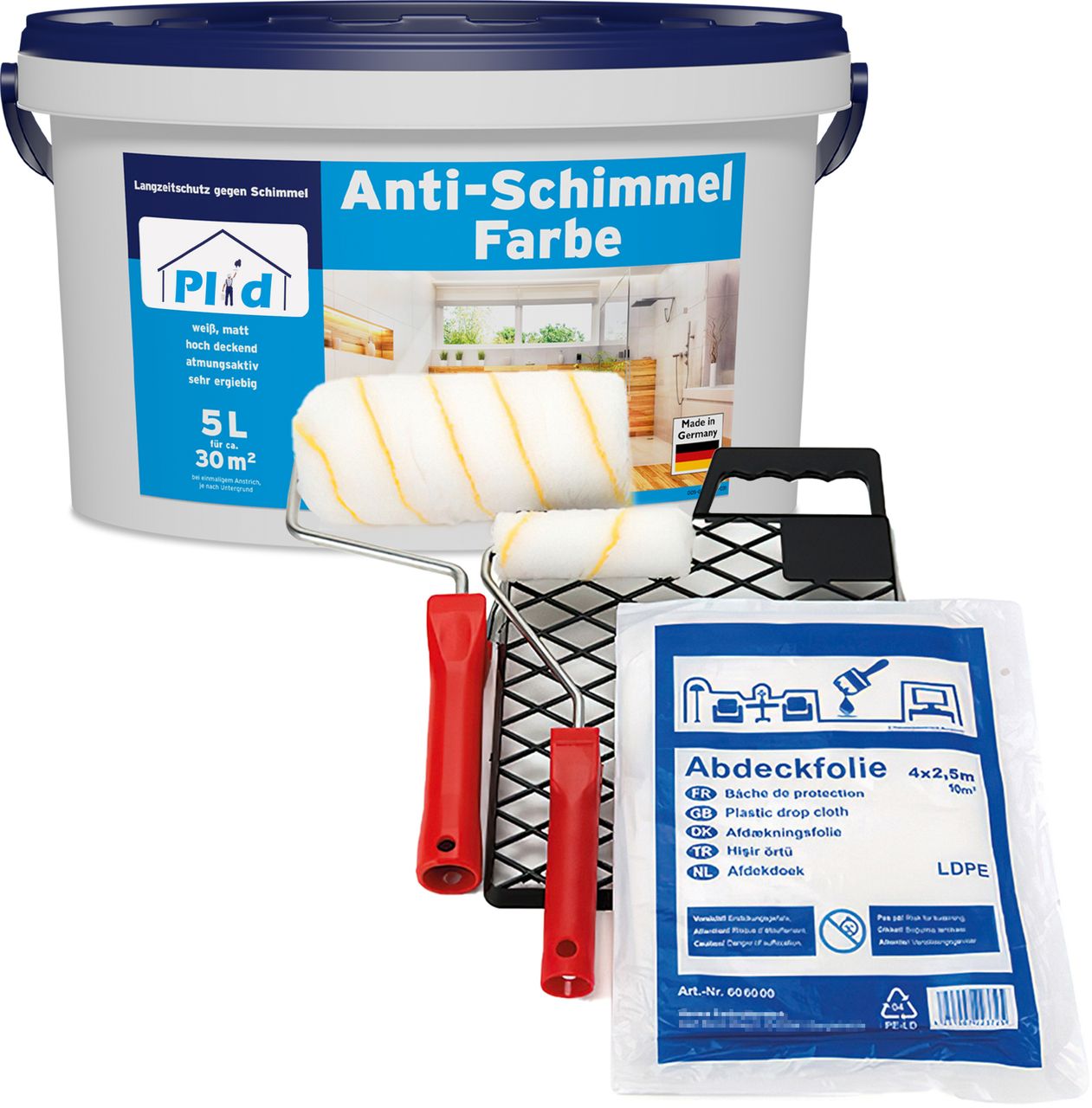 Plid Premium Anti-Schimmelfarbe Schimmelschutz Feuchtraumfarbe Weiß