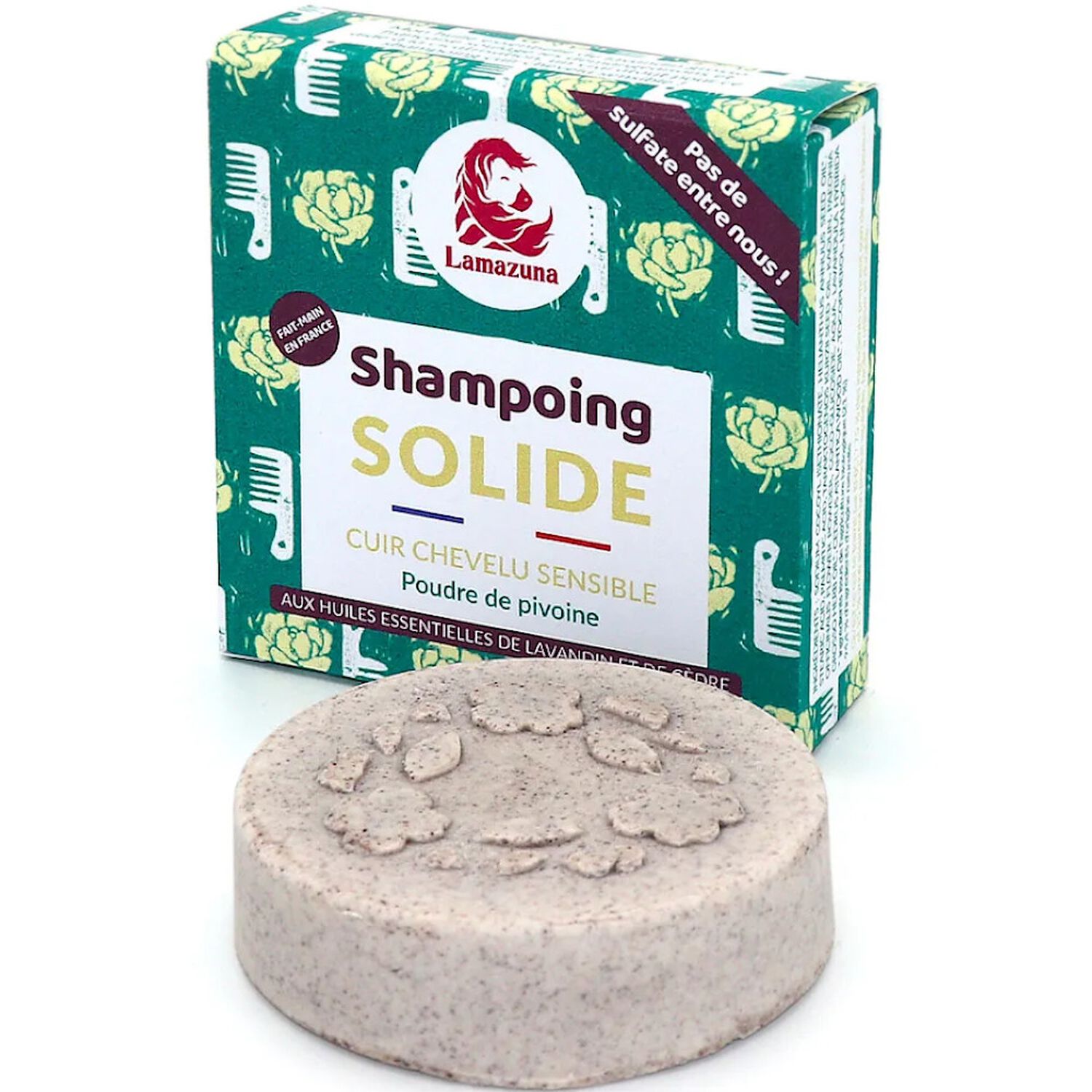 Lamazuna Shampooing Solide Cuir Chevelu Sensible - Poudre de Pivoine 70g