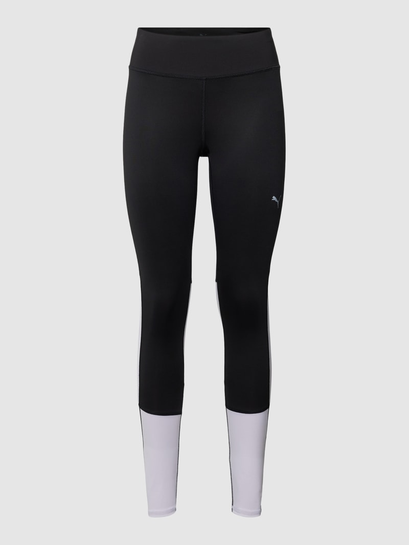 Leggings mit Label-Print in schwarz