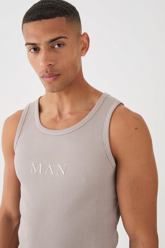 Slim-Fit Man Tanktop in Waffeloptik