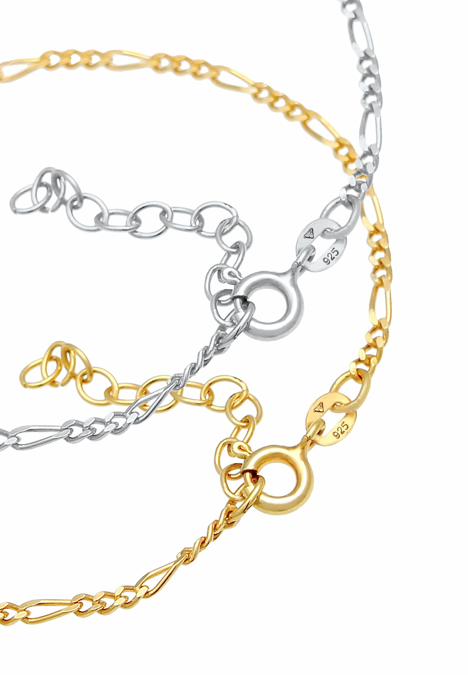 Elli Women's Figaro Set Basic Bicolor Trendy Adjustable in 925 Sterling Silver Gold Plated