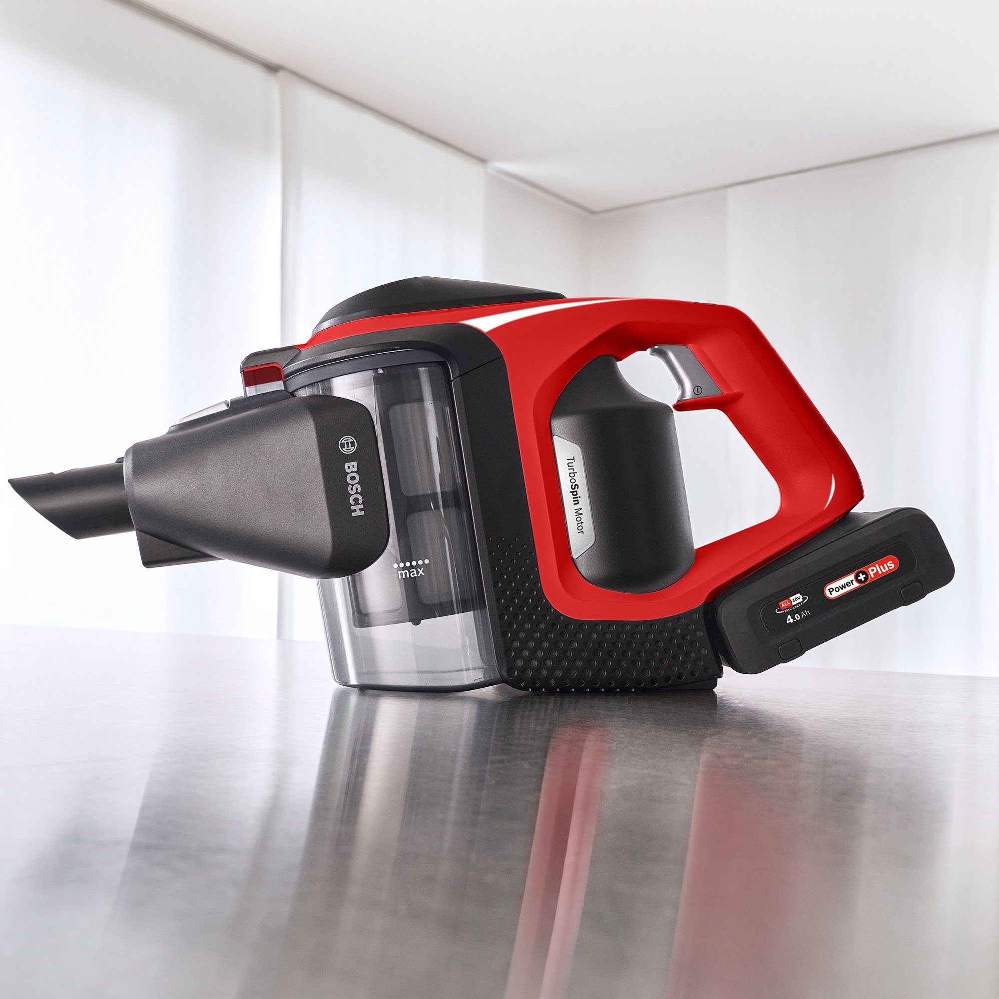 BOSCH Akku-Stielstaubsauger BCS8224PET Unlimited Serie 8 Gen2, beutellos, Ideal für Haustierbesitzer, rot/schwarz