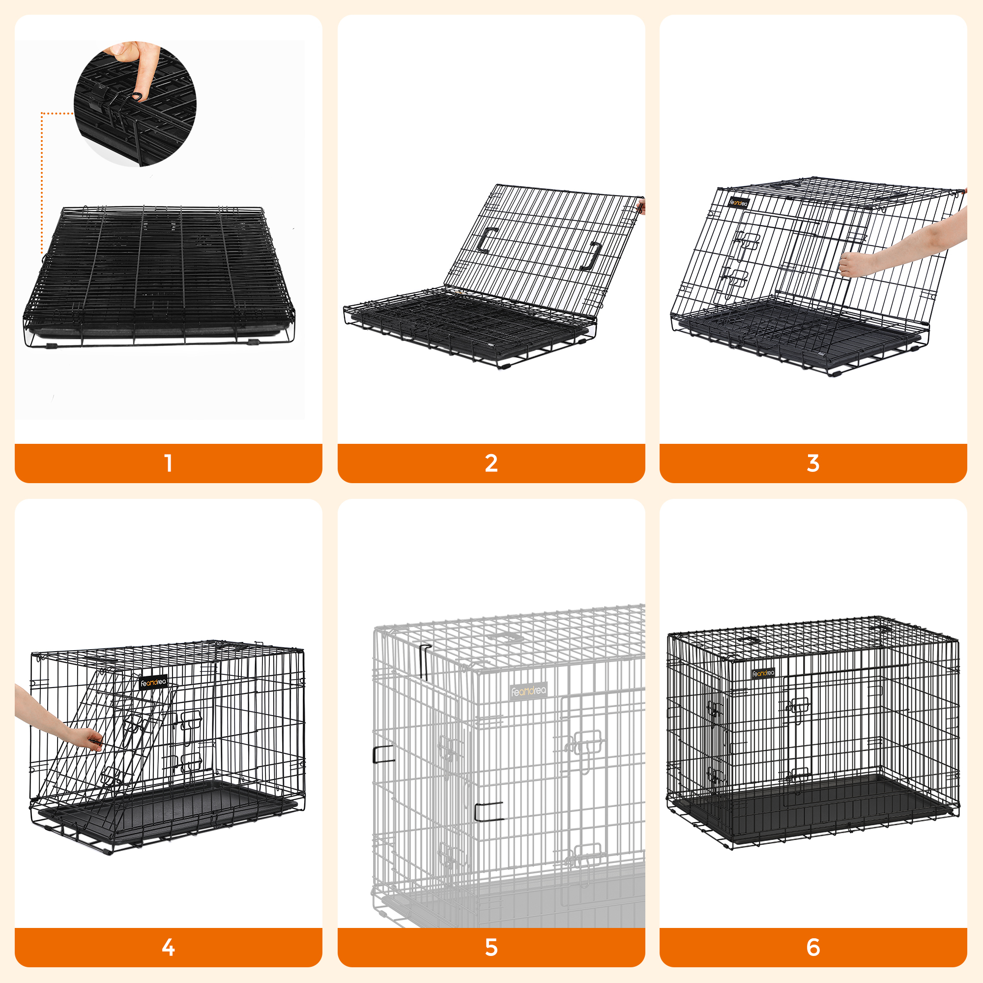 FEANDREA Transportboxen & Gitterboxen FEANDREA S-XXL Hundekäfig mit 2 Türen 1,07 m, 70 cm, 77,5 cm
