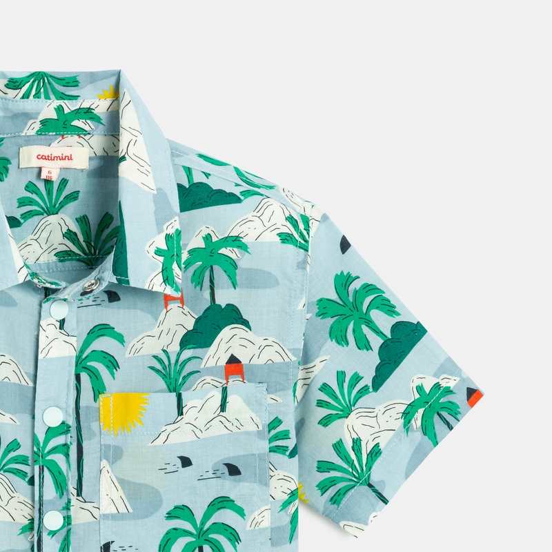 Chemise garçon bleuee tropicale Catimini