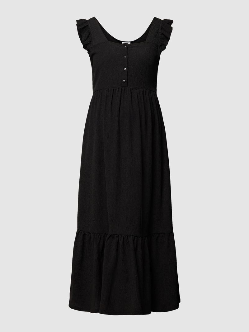 Umstands-Kleid mit kurzer Knopfleiste in schwarz
