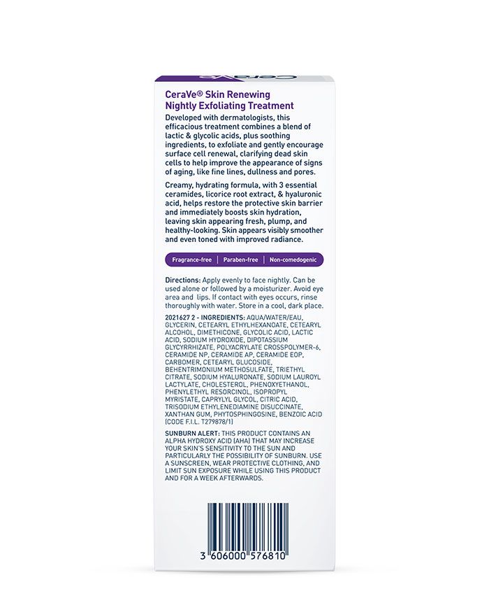 Sérum exfoliant de nuit régénérant pour la peau, à base d'AHA et d'un mélange d'acides glycolique et lactique.