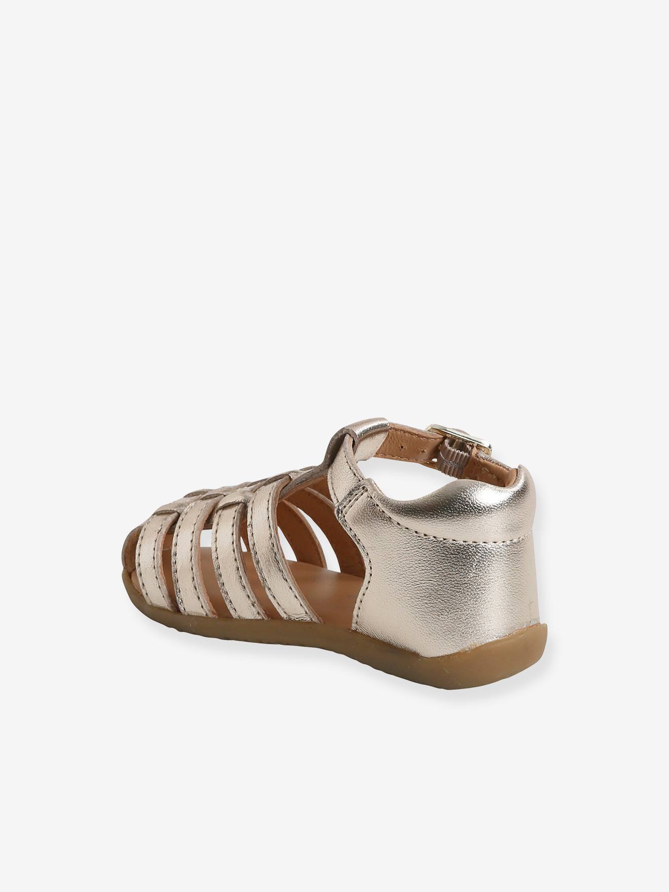 Sandales en cuir bébé fille bout fermé or