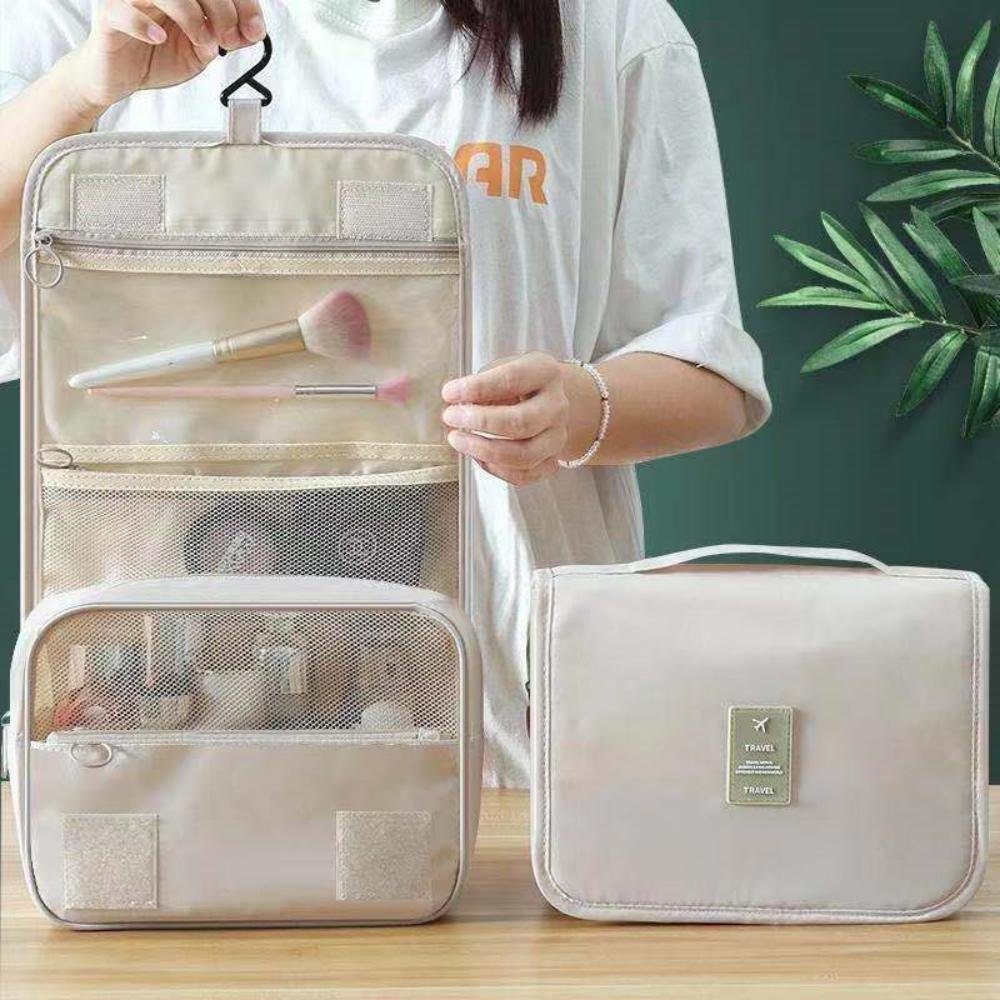 Blusmart Kosmetiktasche Reise-Kulturbeutel zum Aufhängen (Wasserdichte tragbare Damen-Kosmetiktasche, 1-tlg., Faltbare Kosmetiktasche mit großem Fassungsvermögen), Mit 4 Fächern und 1 stabilen Haken