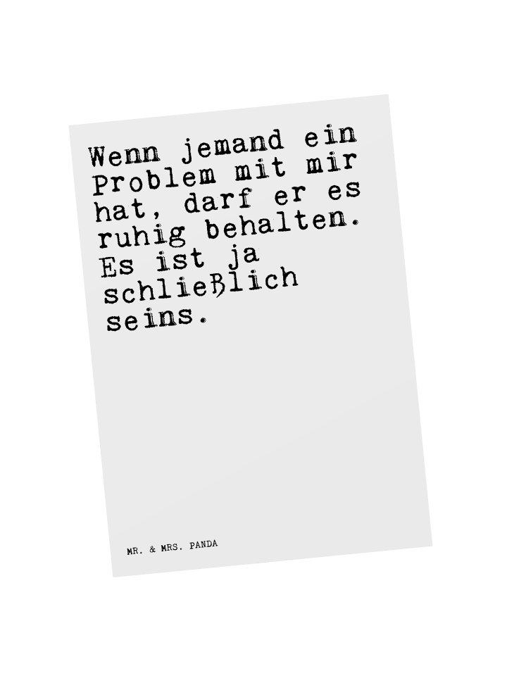 Mr. & Mrs. Panda Postkarte Wenn jemand ein Problem... mit Spruch in Weiß günstig kaufen onesize