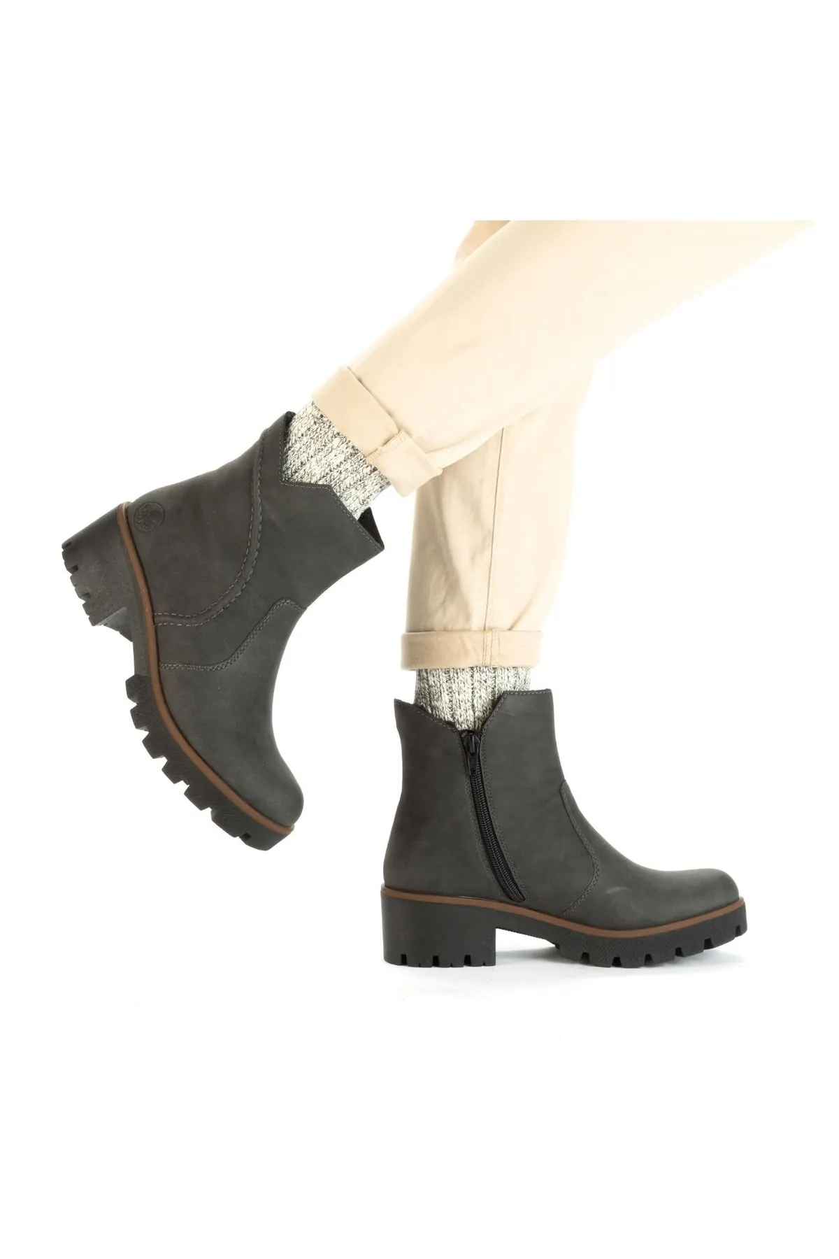 Rieker  Stiefelette - Grau - Blockabsatz