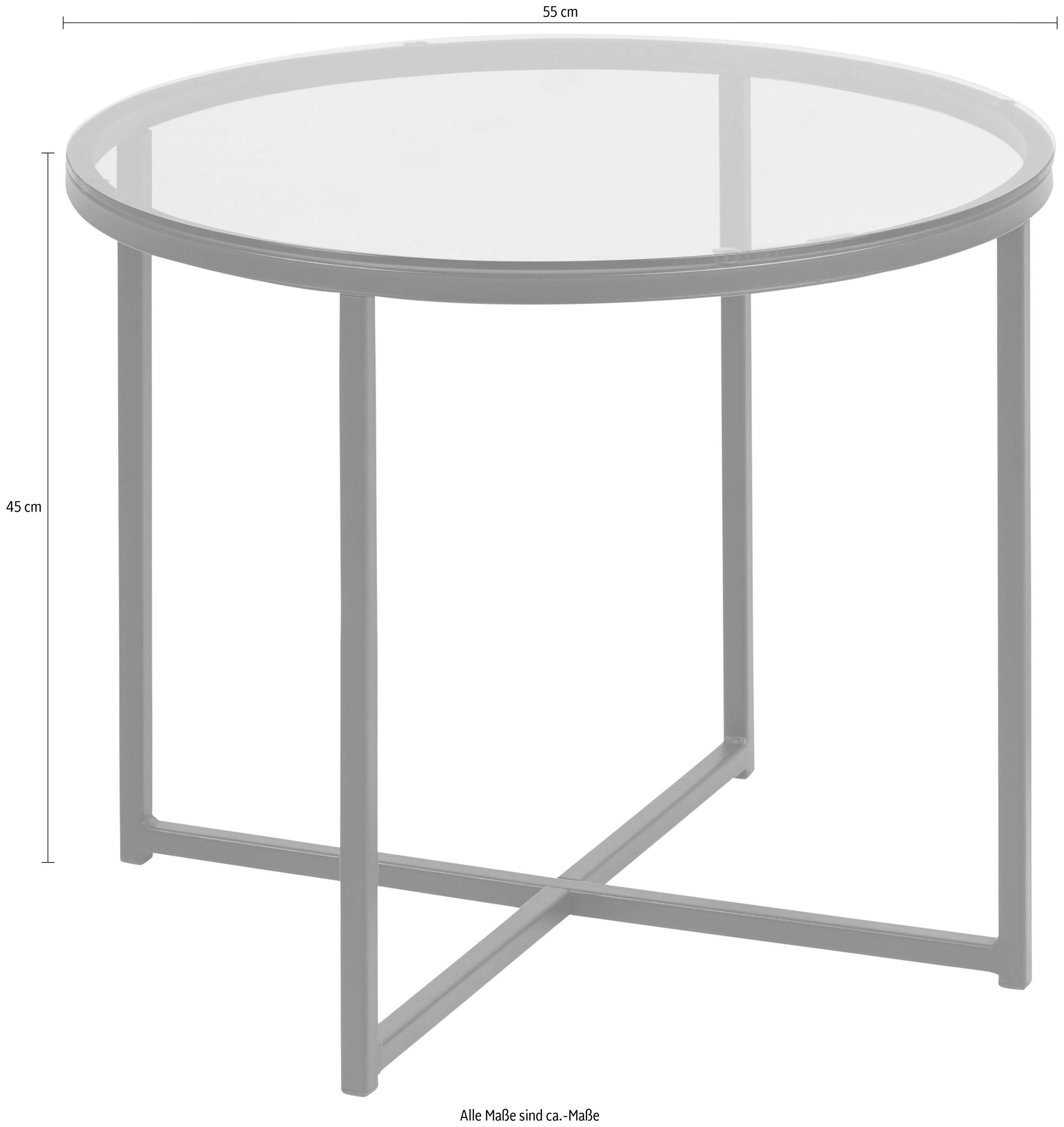 ACTONA GROUP Couchtisch Conrad, Tischplatte aus Rauchglas, Metallgestell, Breite 55 cm