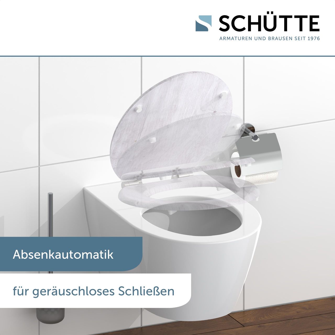 Schütte MDF WC Sitz LIGHT WOOD, Toilettendeckel mit Absenkautomatik und Holzkern, Toilettensitz mit Motivdruck