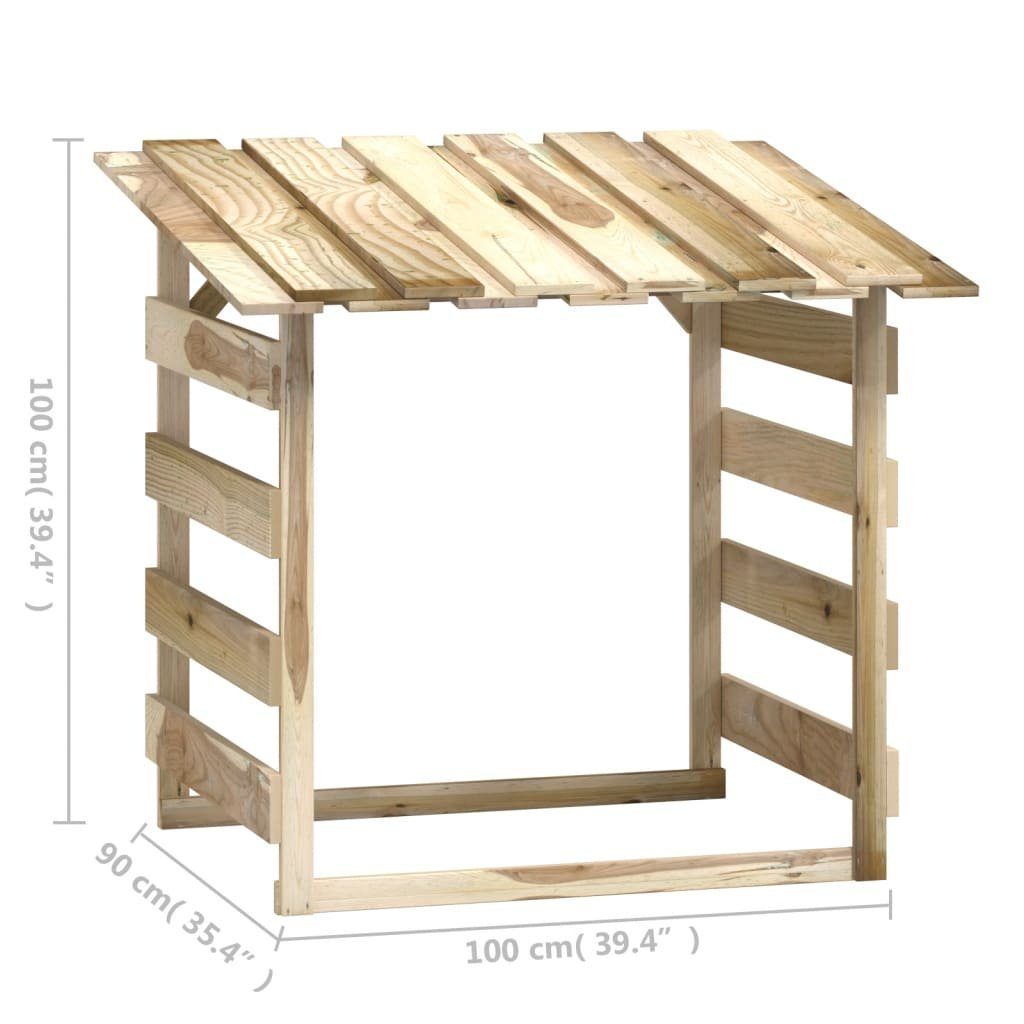 DOTMALL Kaminholzregal Kaminholzunterstand mit Dach aus Kiefernholz, 100x90x200 cm