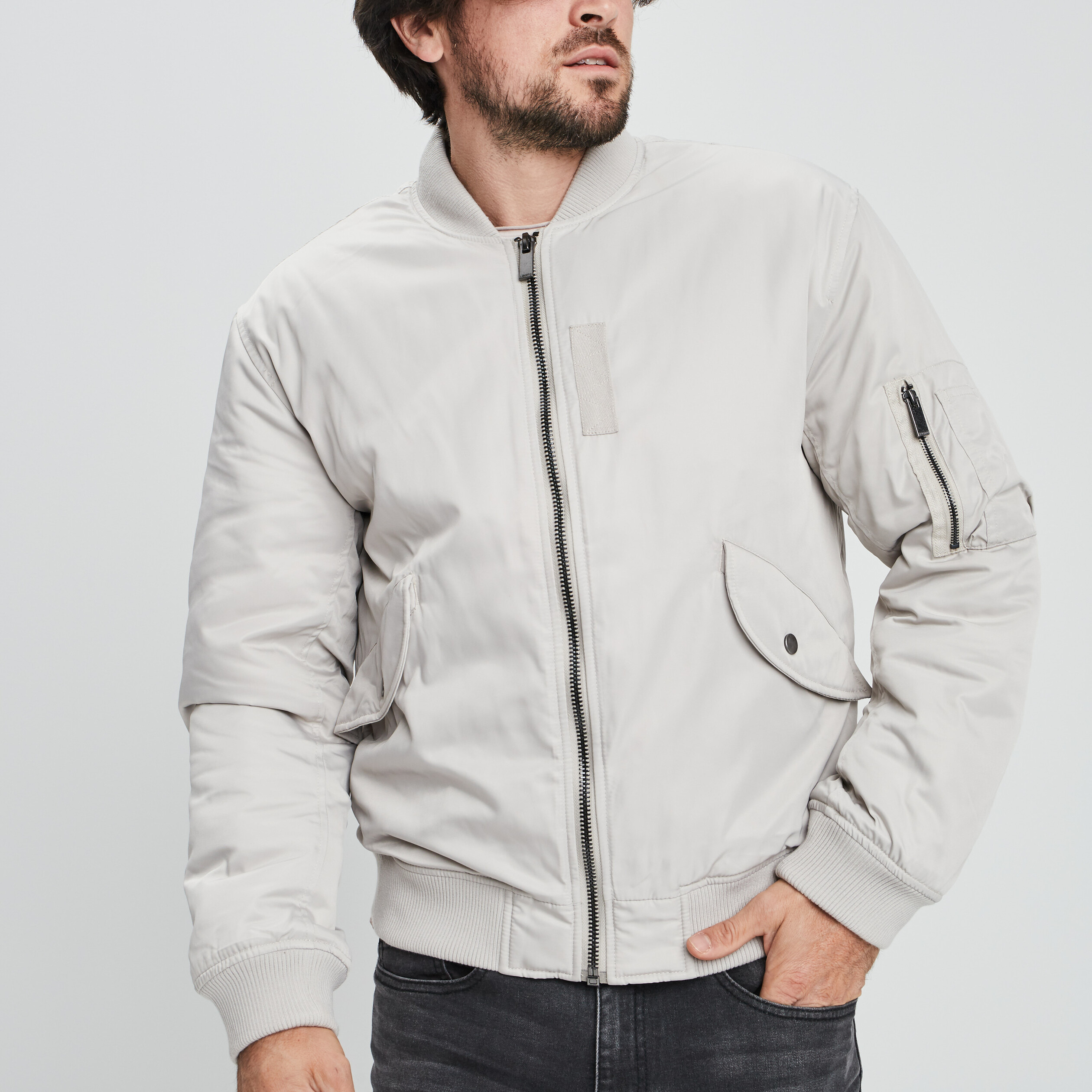 Veste bomber zippée creme homme | La Halle