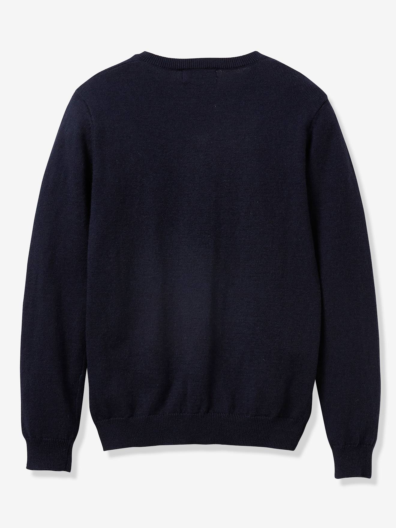 Pull col V garçon gris foncé