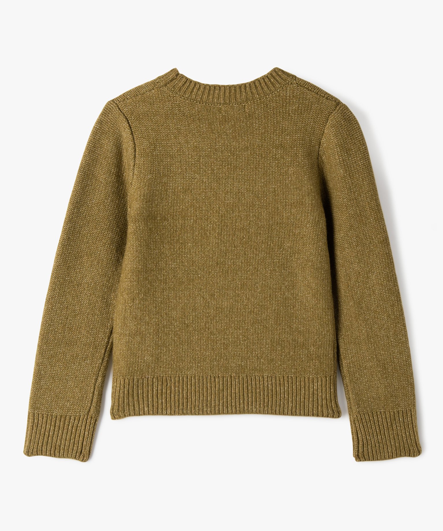 Pull en maille avec torsades sur l’avant fille vert | GEMO