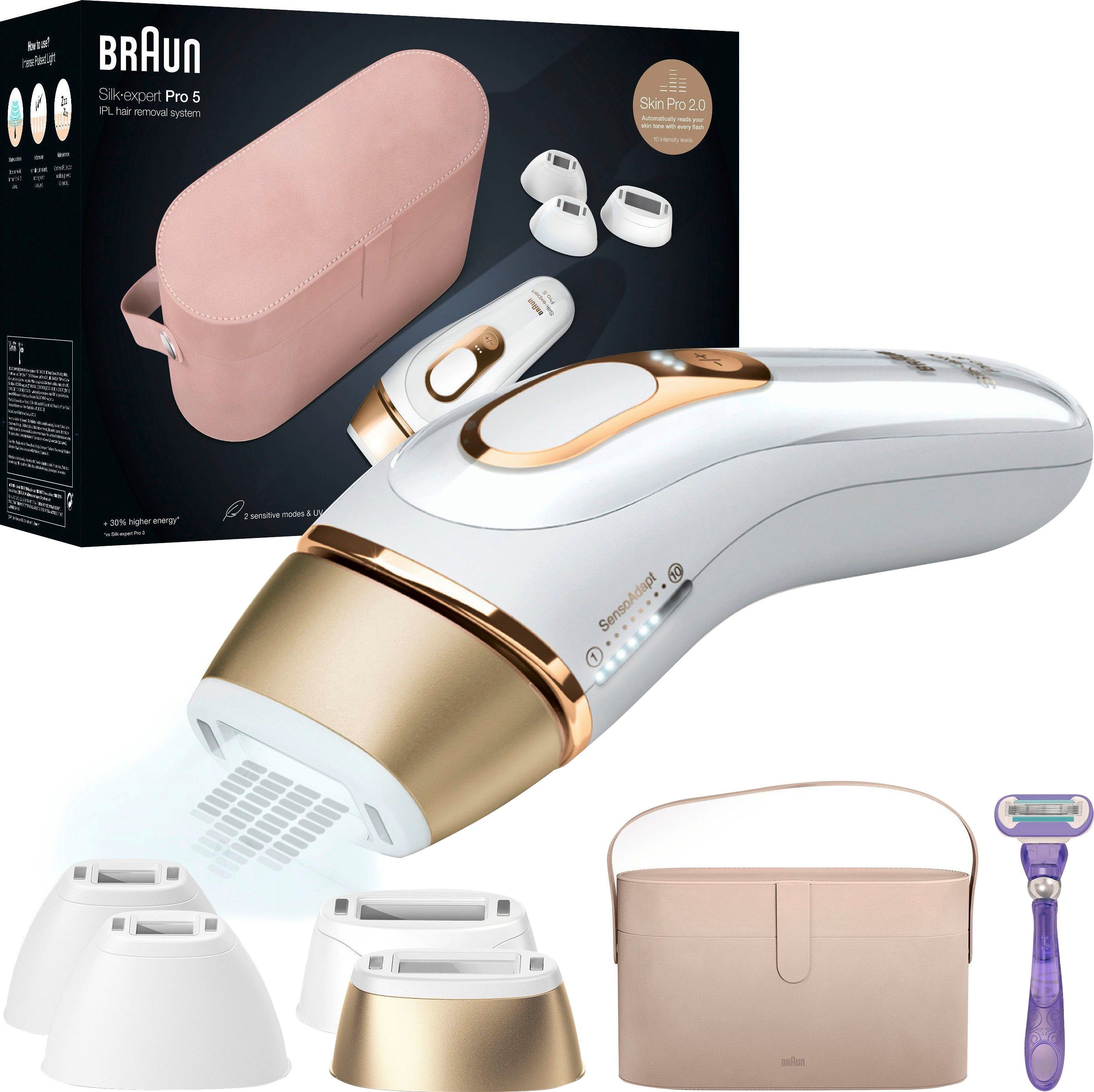 Braun IPL-Haarentferner Silk-expert Pro 5 PL5347, 400.000 Lichtimpulse, für dauerhaft sichtbare Haarentfernung für Damen und Herren