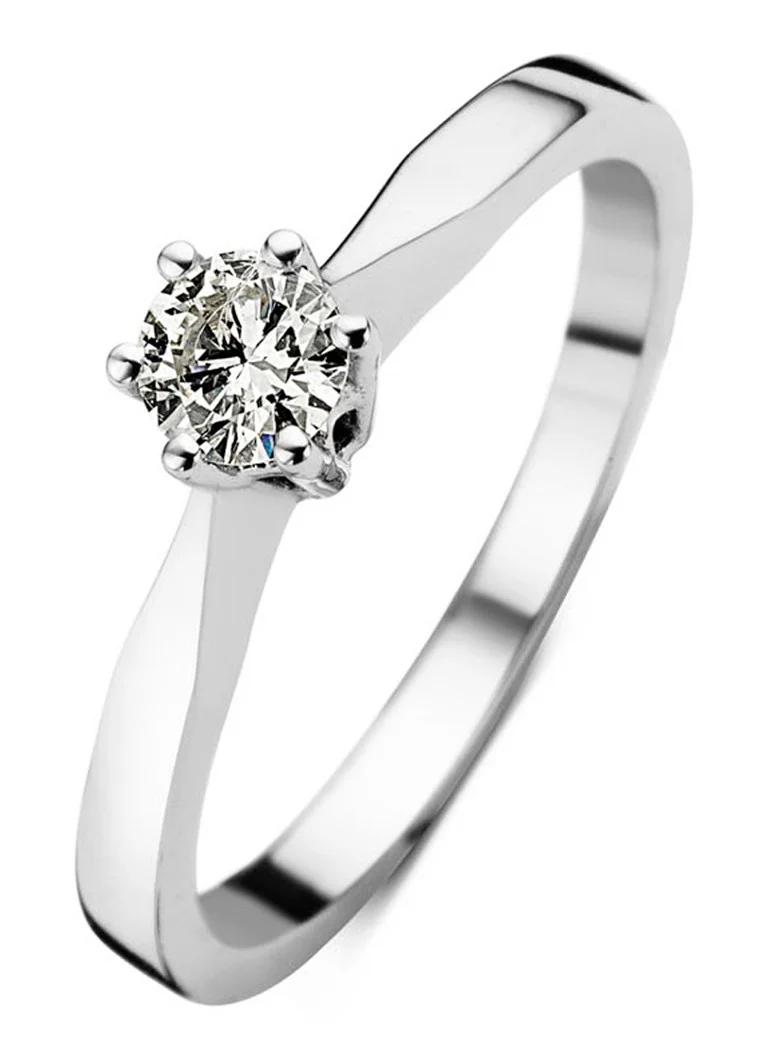 Diamond Point Ring Growth brilliant made of 18 carat white gold with 0.20 ct diamond
