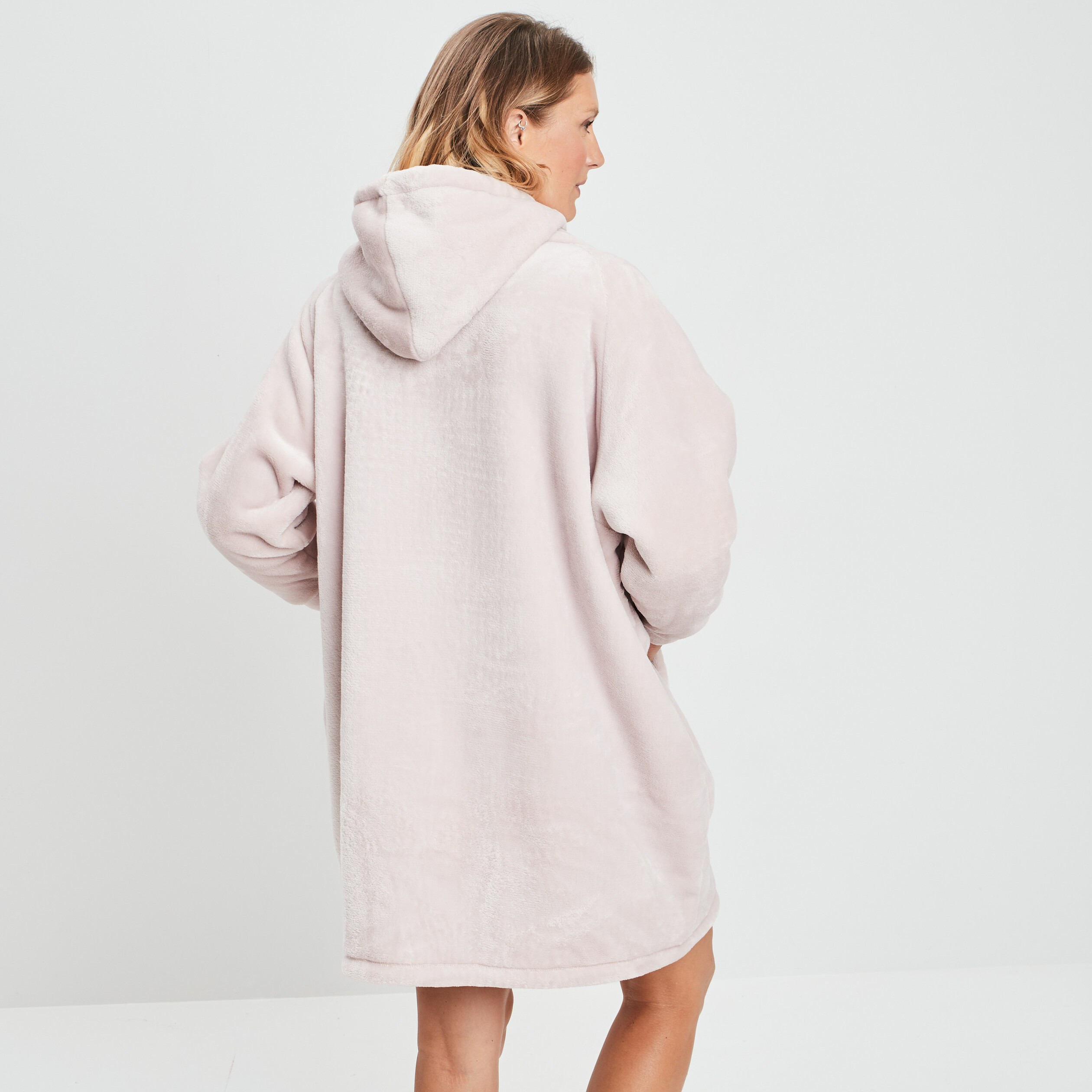 Pyjama plaid à capuche vieux rose femme | La Halle