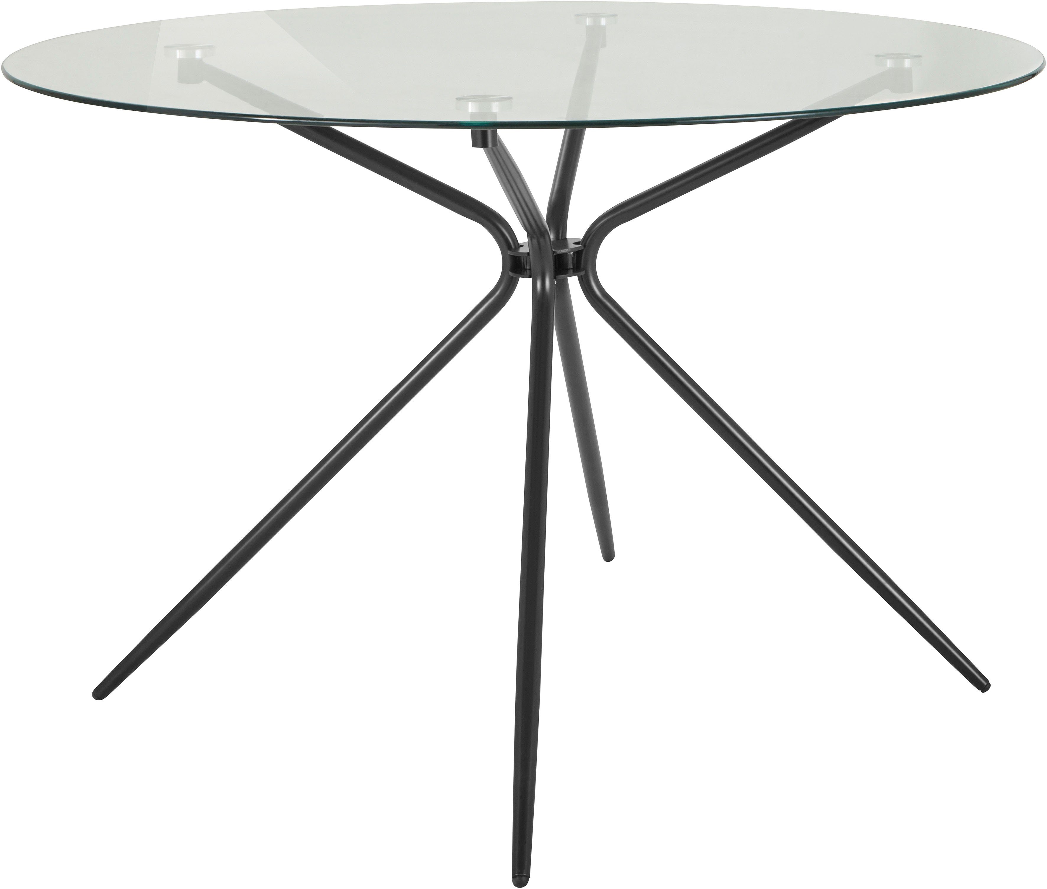 INOSIGN Glastisch Silvi, rund, Ø 110 cm, schwarzes Metallgestell