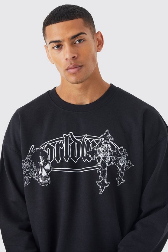 Oversize Worldwide Sweatshirt mit Print