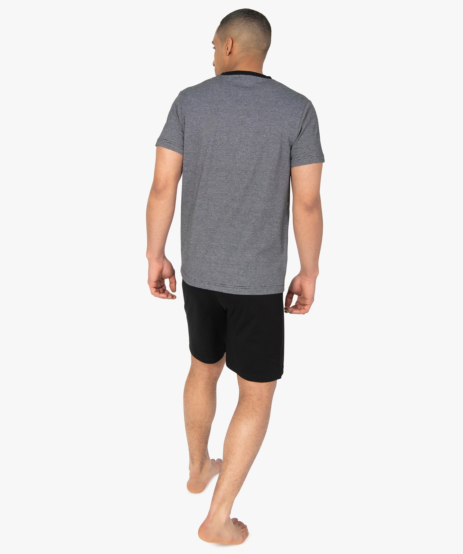 Pyjashort homme bicolore en coton noir | GEMO
