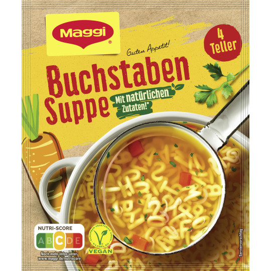 Maggi Guten Appetit! Buchstaben Suppe ergibt 1L