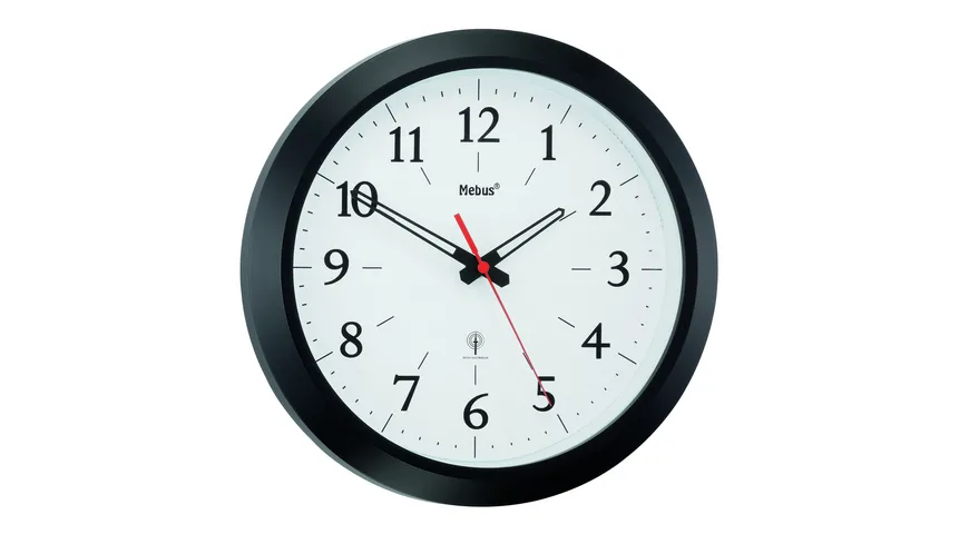 Mebus Funk-Wanduhr 28,5 cm schwarz schwarz