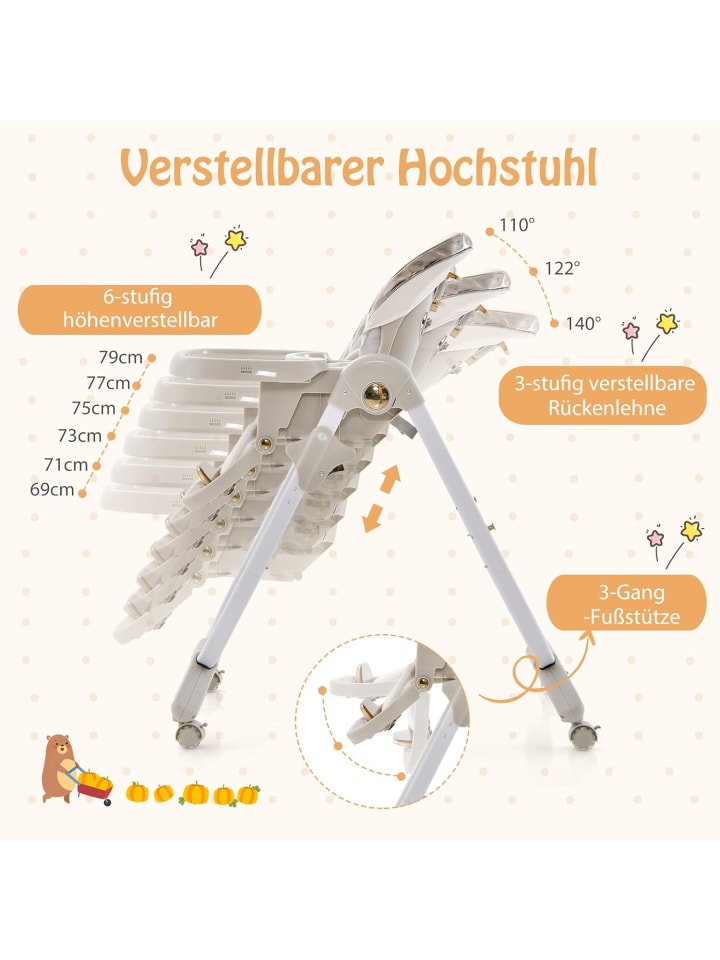 COSTWAY Hochstuhl für 6-36 Monate in Beige günstig kaufen onesize