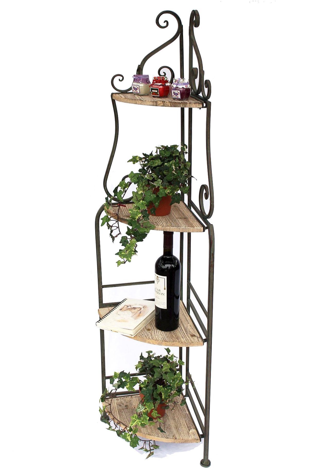 DanDiBo Eckregal Eckregal Bücherregal mit 4 Ablagen Regal Malega 12061 aus Metall und Holz 145 cm Badregal Aufbewahrungsregal Leiterregal, Komplett zusammenklappbar
