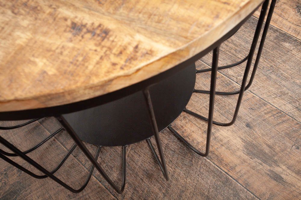 riess-ambiente Couchtisch FACTORY LOFT Ø60cm natur / schwarz (Einzelartikel, 1-St), Wohnzimmer · Mango-Massivholz · rund · Metall · handmade · Industrial