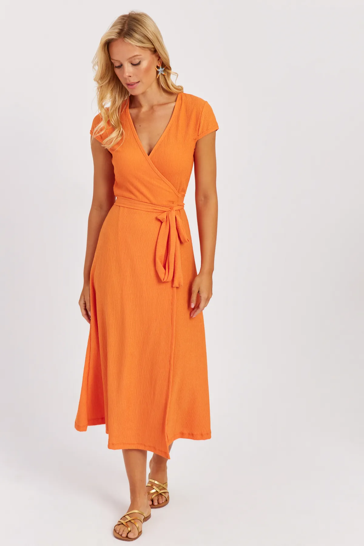 Cool & Sexy  Orangefarbenes zweireihiges Midikleid für Damen EY2781