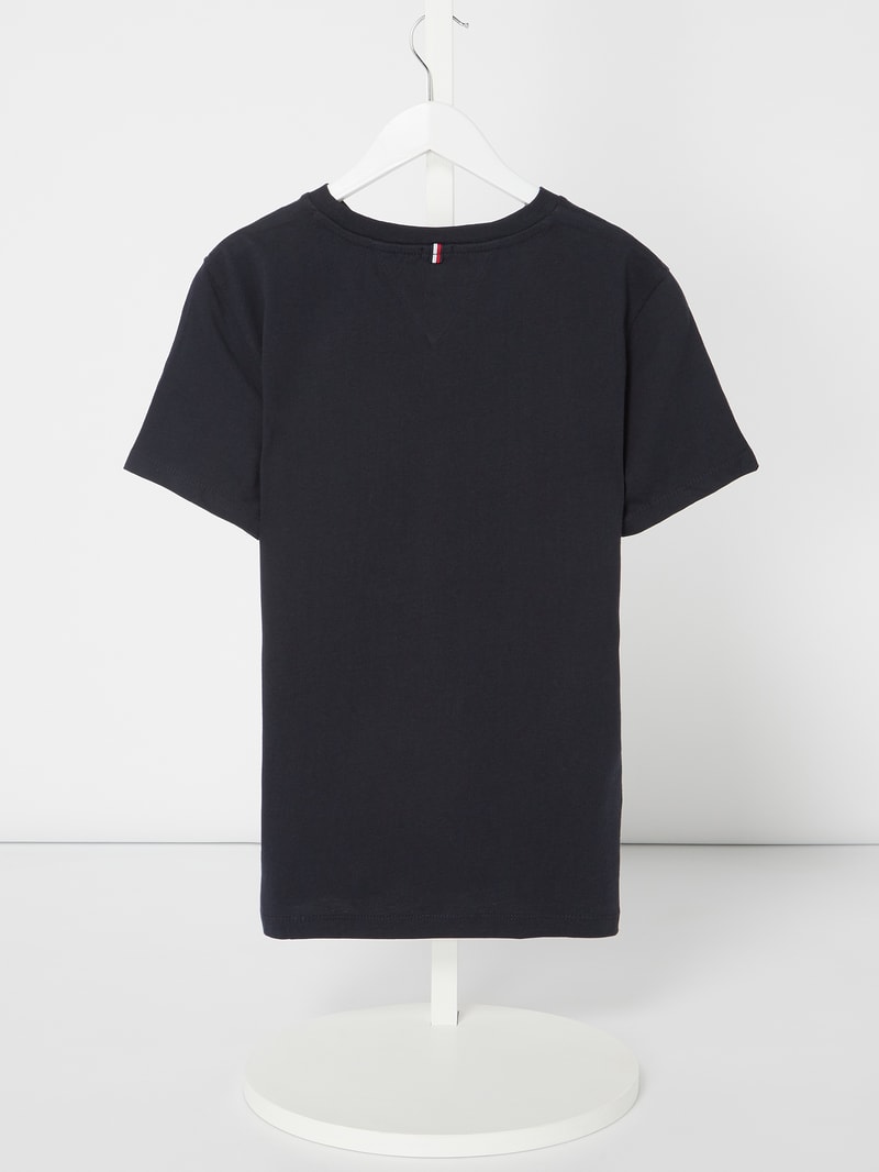 T-Shirt mit Logo-Stickerei in marineblau