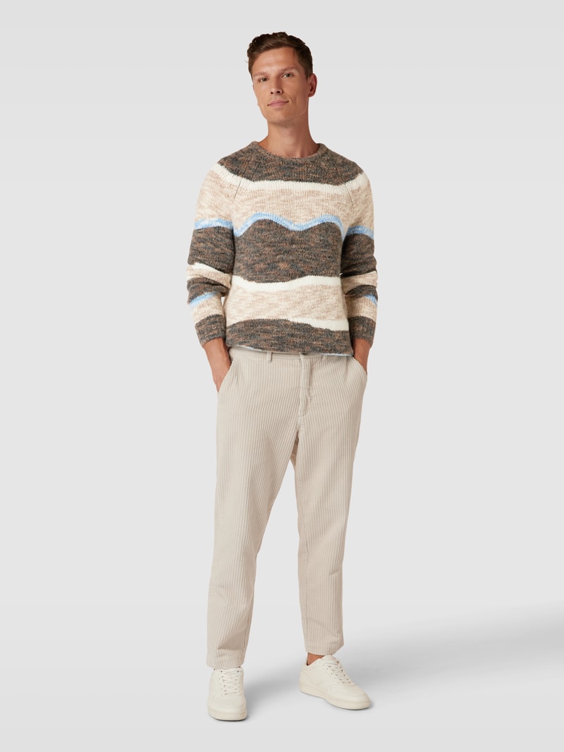 Strickpullover im Colour-Blocking-Design Modell 'Kristian' in hellbraun meliert