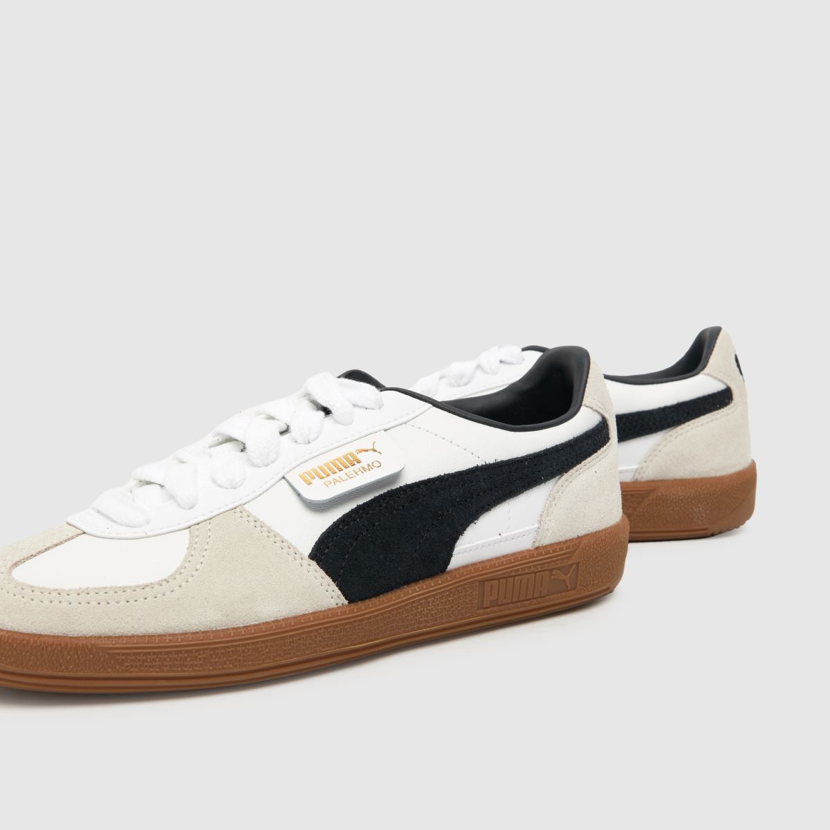 PUMA Palermo lädersneakers i vitt och svart