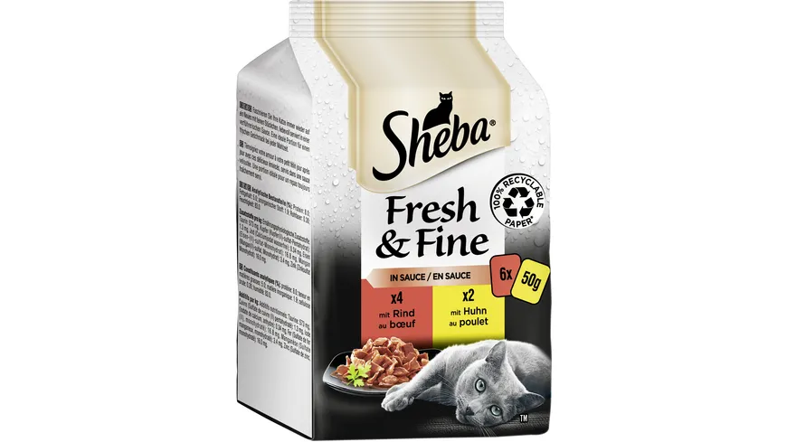 SHEBA® Fresh & Fine in Sauce mit Rind und Huhn Portionsbeutel 300 g