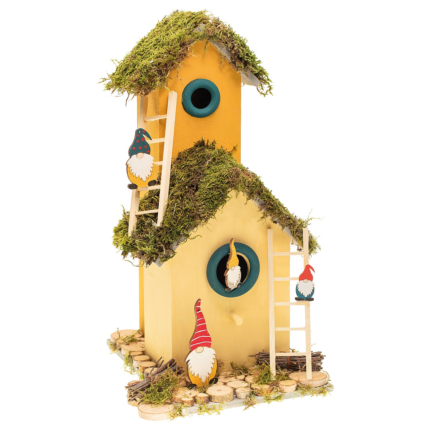Doppeltes Vogelhaus aus Holz, 16 x 24 x 36 cm