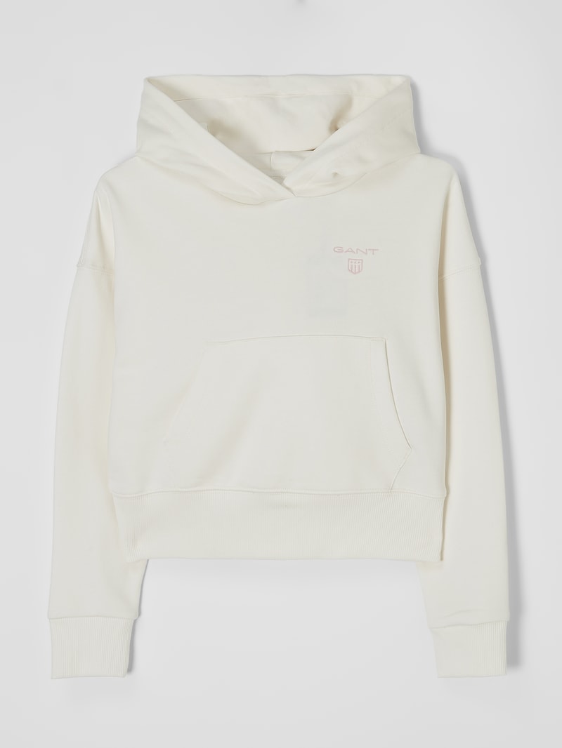 Hoodie mit Label-Stitching in weiß