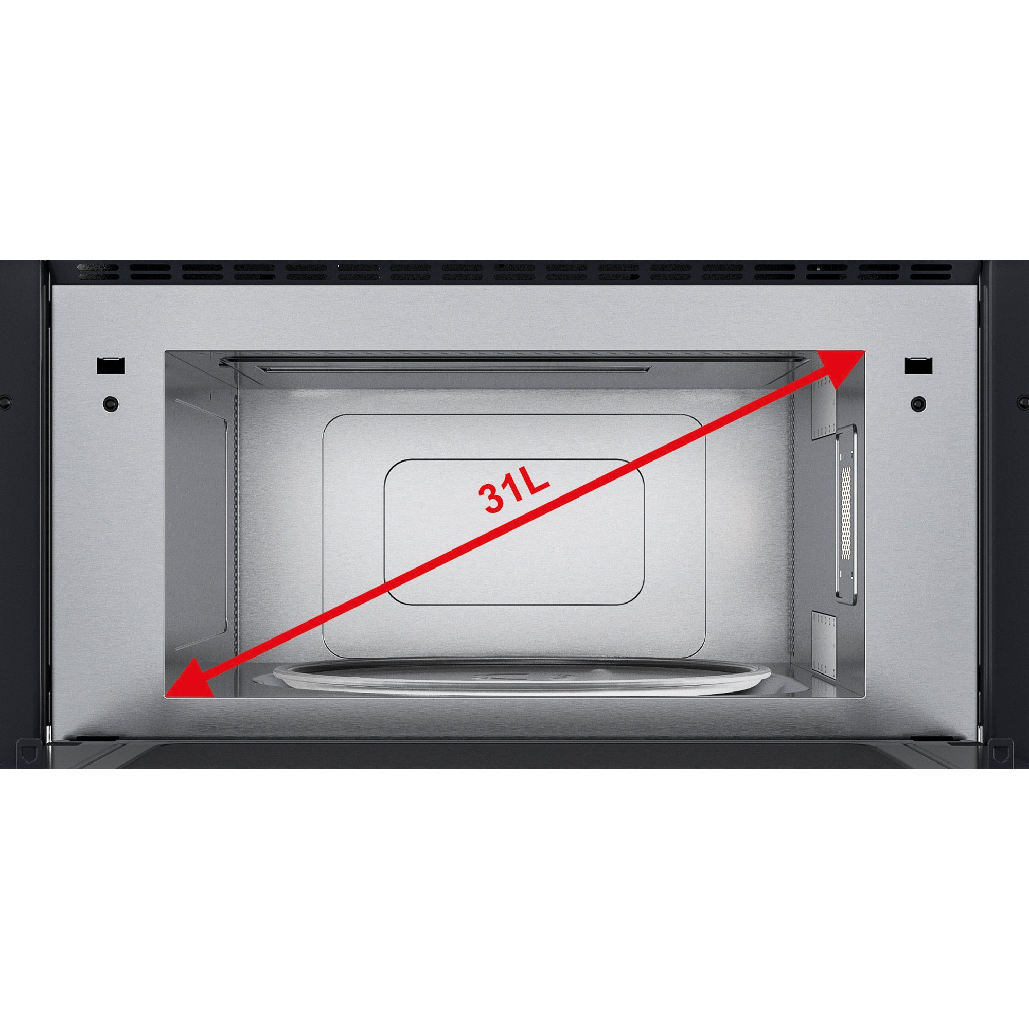 Whirlpool Einbau-Mikrowelle W7 MD440 NB, Mikrowelle, Quarz-Grill, Jet-Defrost, 31,00 l, Crisp-Funktion, AutoClean-Programm, Grill 800 Watt, Dampfgarfunktion